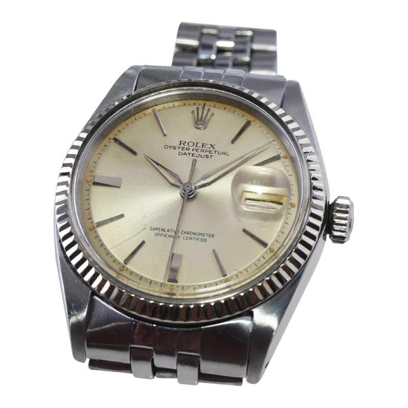 Rolex Stainless Steel Datejust from 1967 with Original Dial and Dauphine Hands In Excellent Condition For Sale In Long Beach, CA
