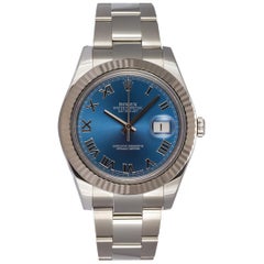 Rolex Stainless Steel Datejust II 116334 Blue Roman with Box and Papers
