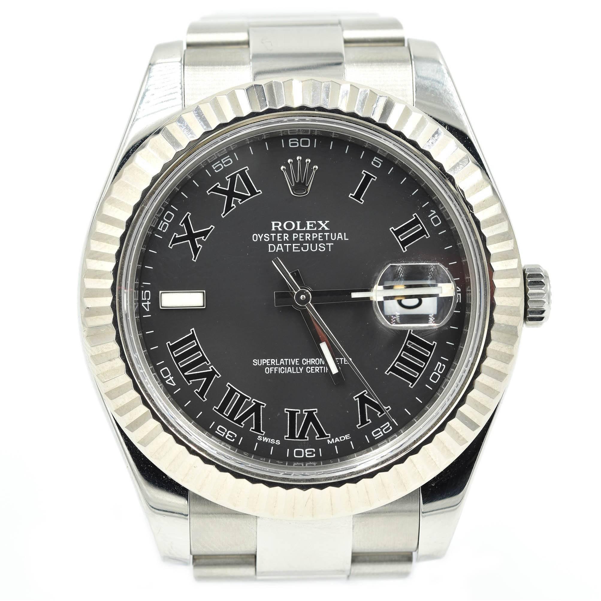 Rolex Stainless Steel Datejust II Black Dial Oyster Automatic Wristwatch