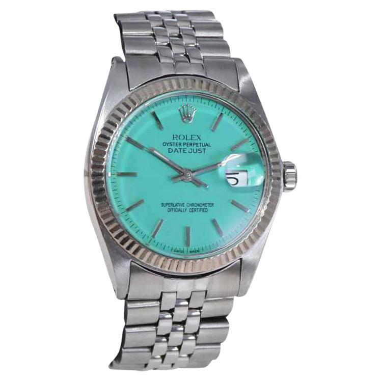 Rolex Stainless Steel circa 1969 with Custom Tiffany and Co. Blue Dial ...