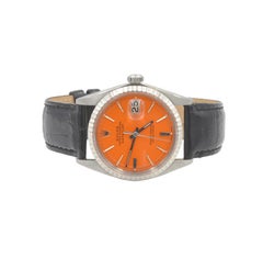Rolex Stainless Steel Datejust Orange Dial Automatic Wristwatch Ref 1603, 1964