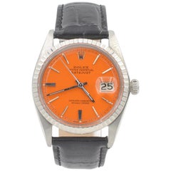 Rolex Stainless Steel Datejust Orange Dial Automatic Wristwatch Ref 1603, 1964