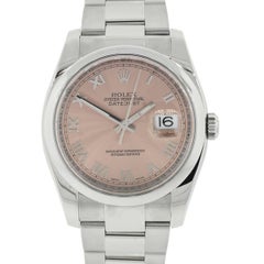 Rolex Stainless Steel Datejust Pink Dial Automatic Wristwatch, Ref 116200
