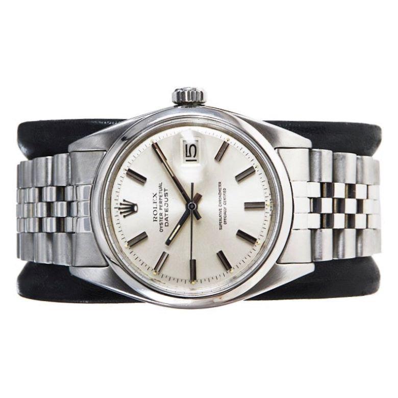 Rolex Stainless Steel Datejust Polished Bezel Watch, Late 1960's In Excellent Condition In Long Beach, CA