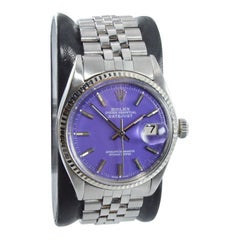 Rolex Stainless Steel Datejust Ref 1601 Custom Purple Dial,  Early 1970's
