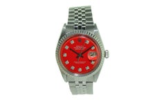 Rolex Stainless Steel Datejust Ref 1603 Custom Red Diamond Dial, Dated 1977