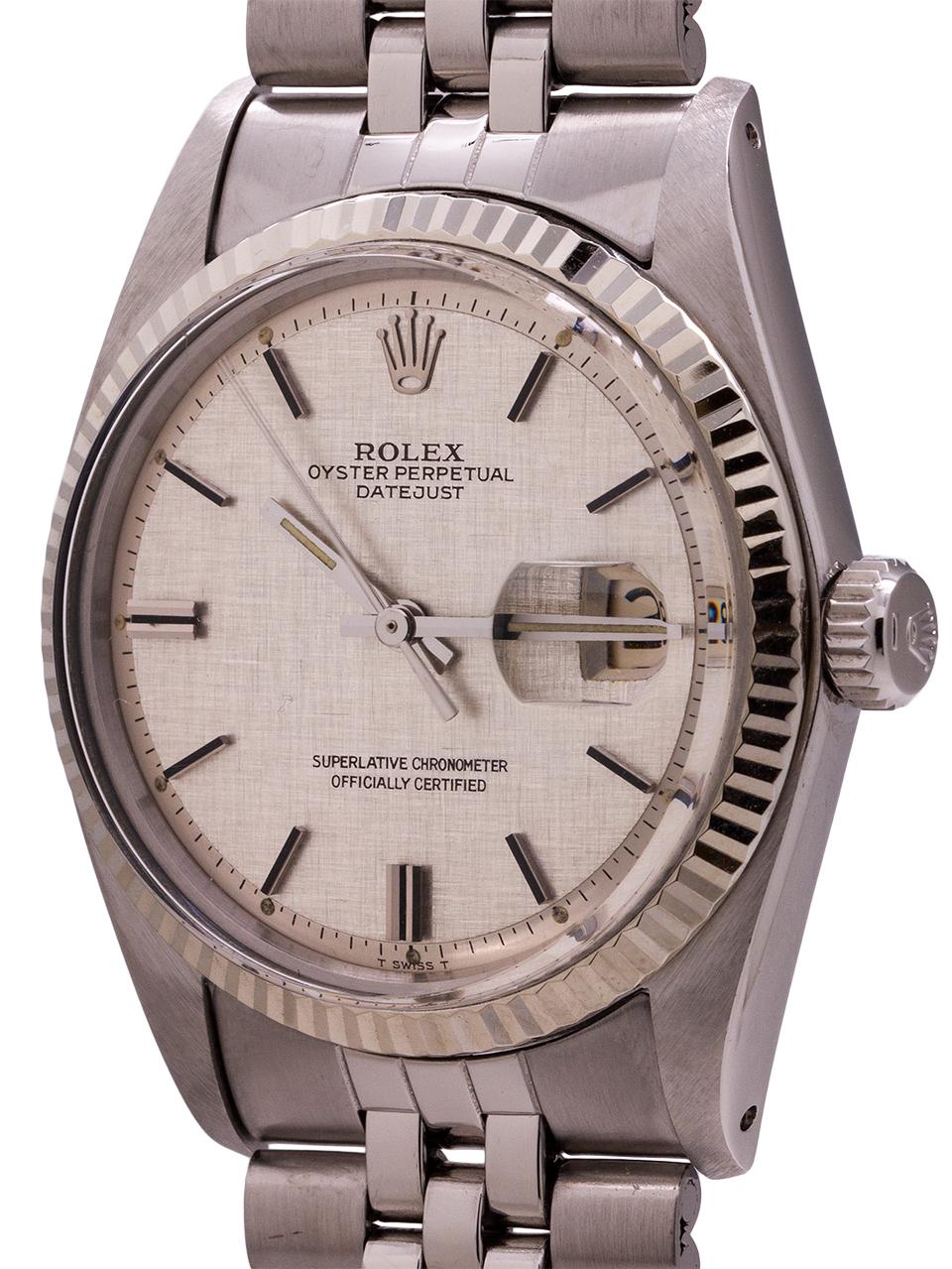 Rolex Stainless Steel Datejust Self Winding Wristwatch Ref 1601, circa 1973 In Excellent Condition In West Hollywood, CA