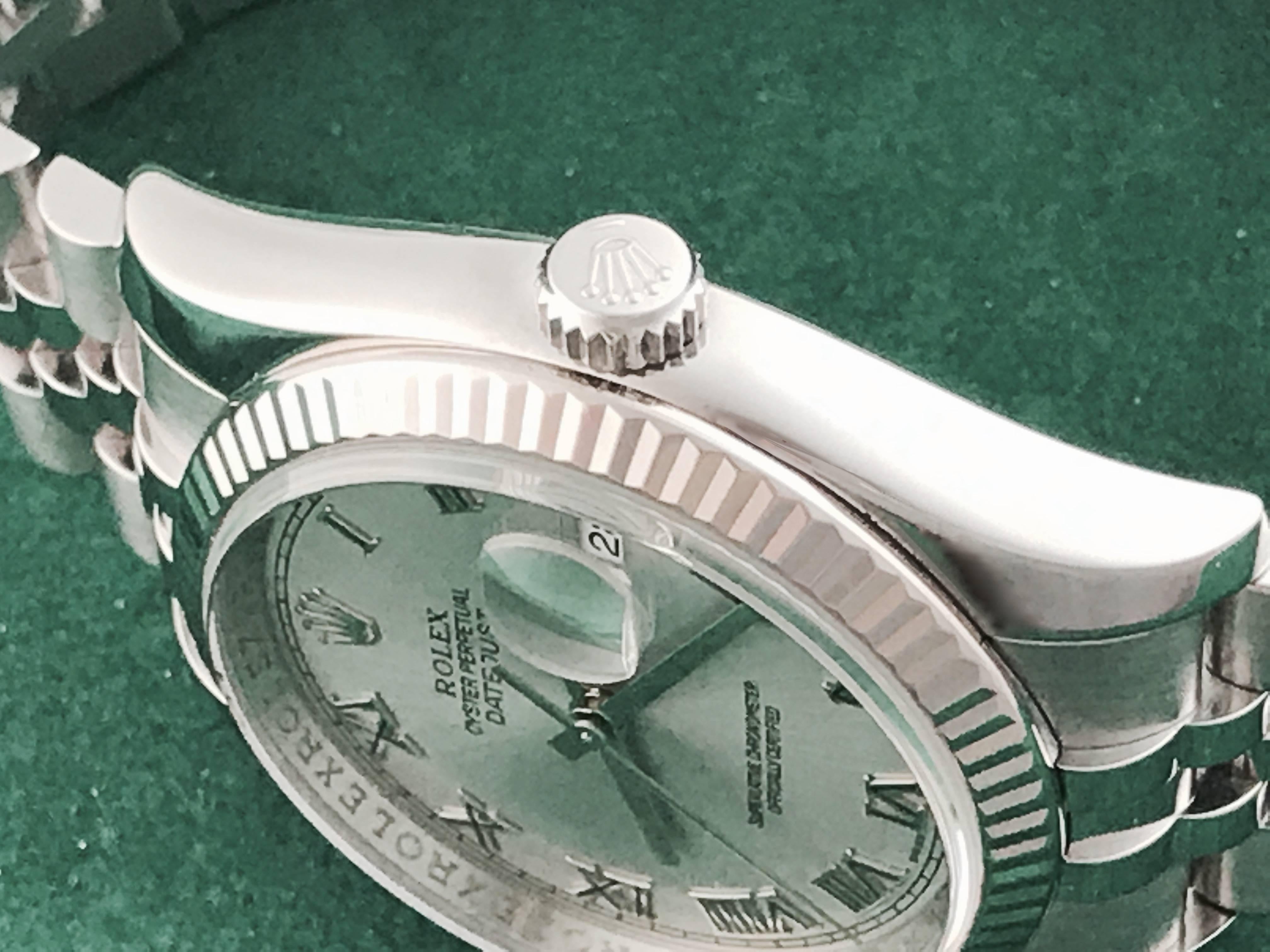 Contemporary Rolex White Gold Stainless Steel Datejust Wristwatch Ref 116234