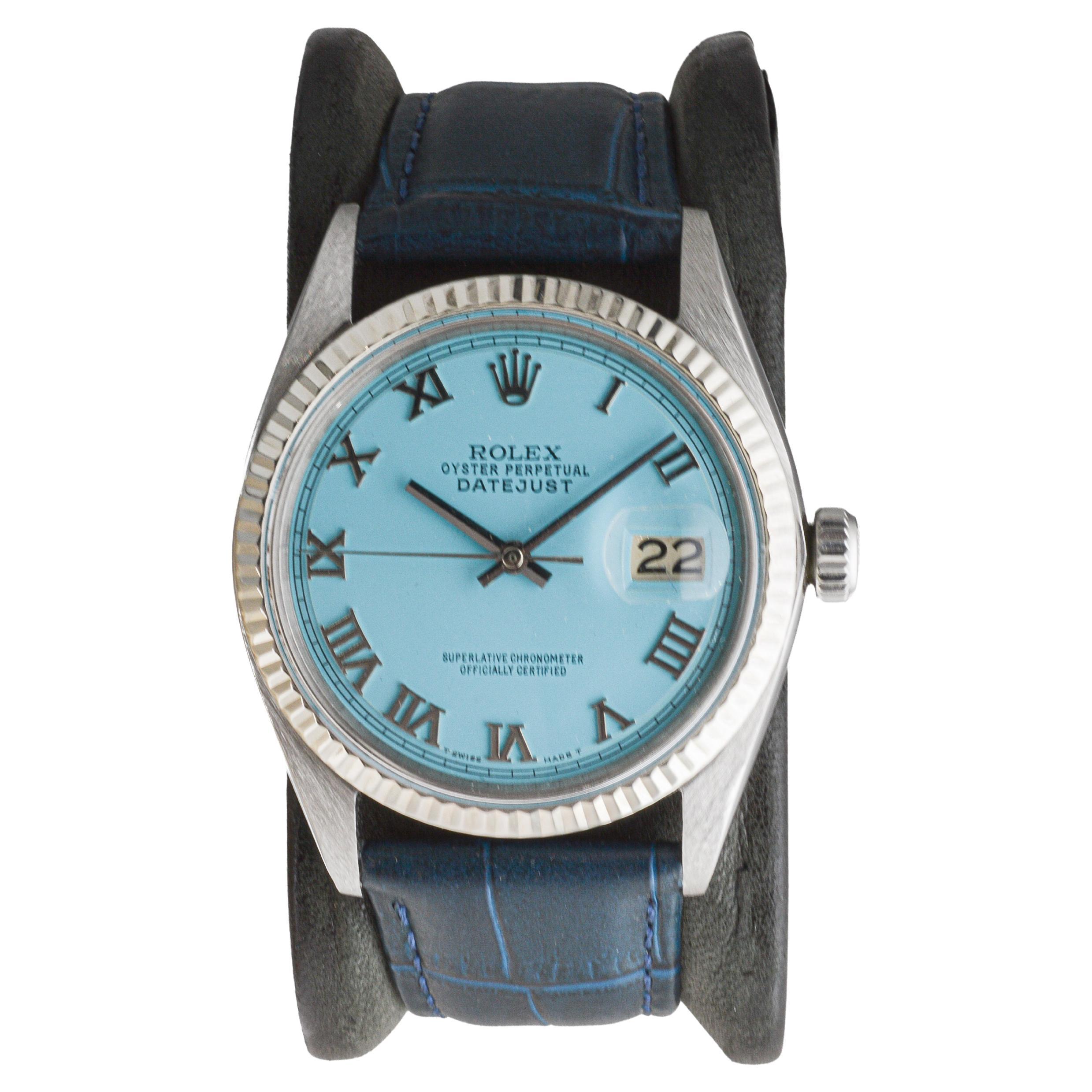 Rolex Stainless Steel Datejust with Custom Blue circa, 1960 / 70's
