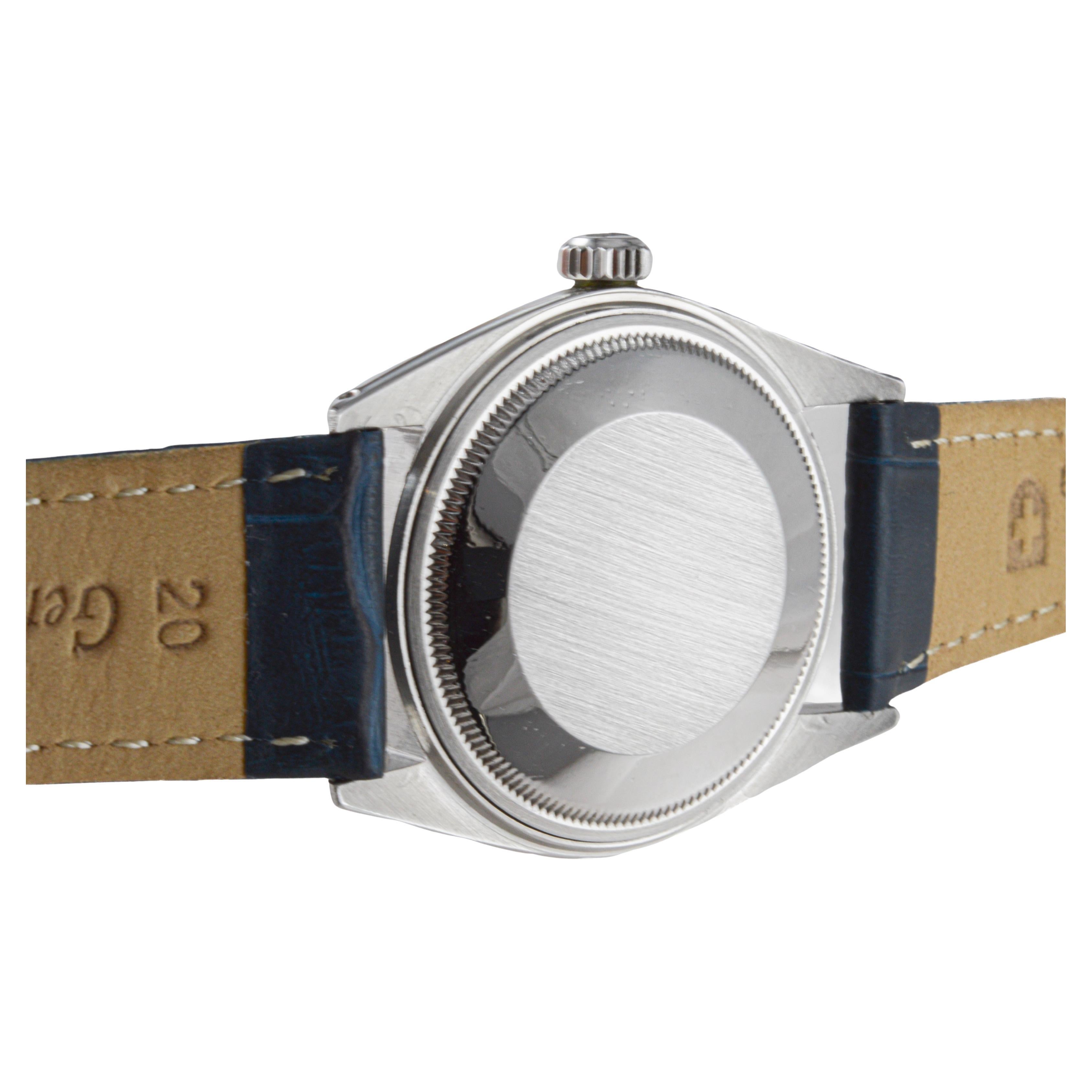 Rolex Stainless Steel Datejust with Custom Blue Dial and Diamond Bezel For Sale 11