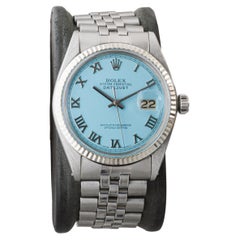 Rolex Stainless Steel Datejust with Custom Blue Roman Numeral Dial circa, 1960's