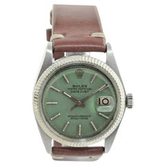 Rolex Stainless Steel Datejust with Custom Contemporary Green Dial 1960s