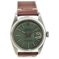 Rolex Stainless Steel Datejust with Custom Contemporary Green Dial 1960s