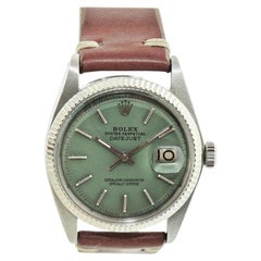 Vintage Rolex Stainless Steel Datejust with Custom Contemporary Green Dial 1960s