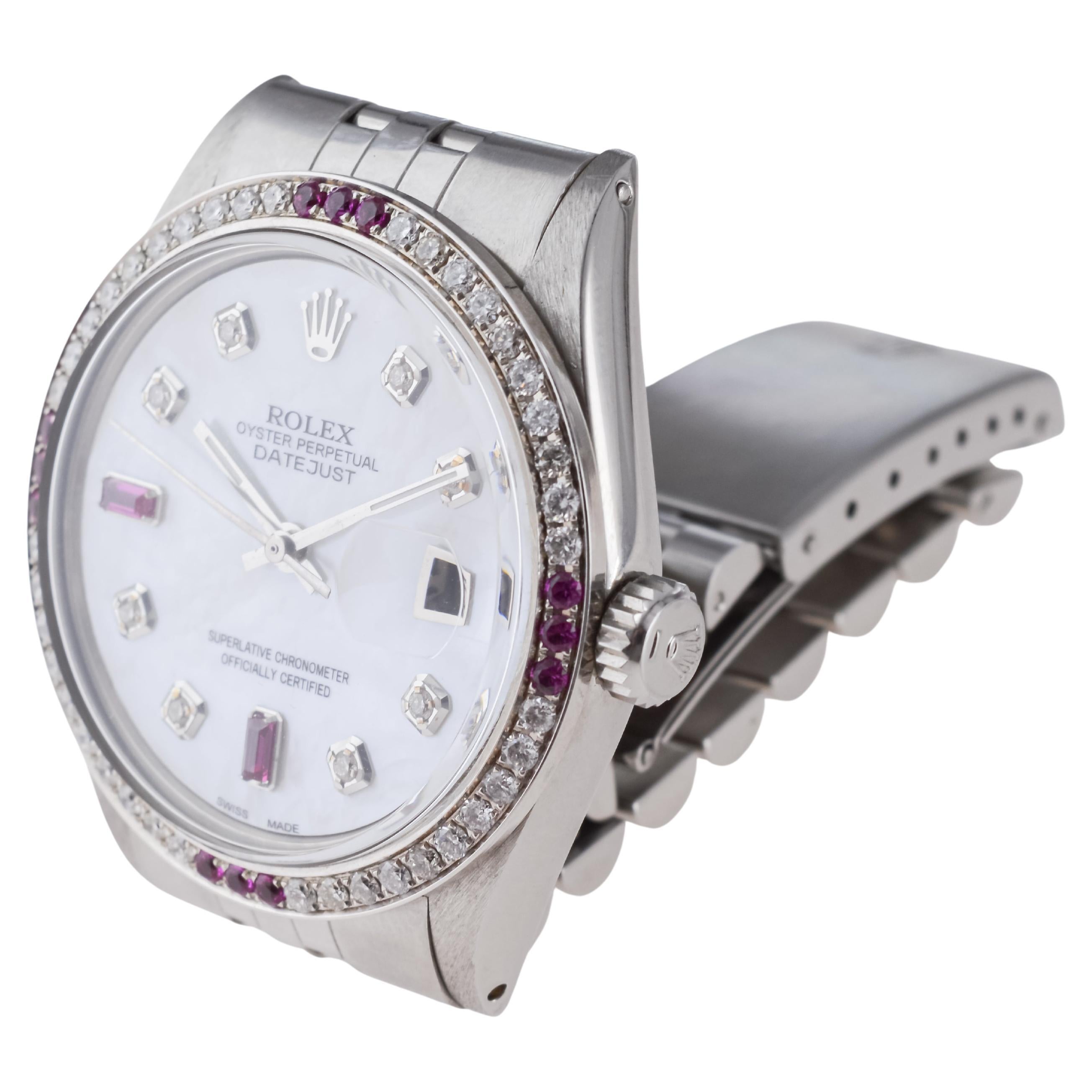 Rolex Stainless Steel Datejust with Custom Dial and Bezel circa, 1970's For Sale 6