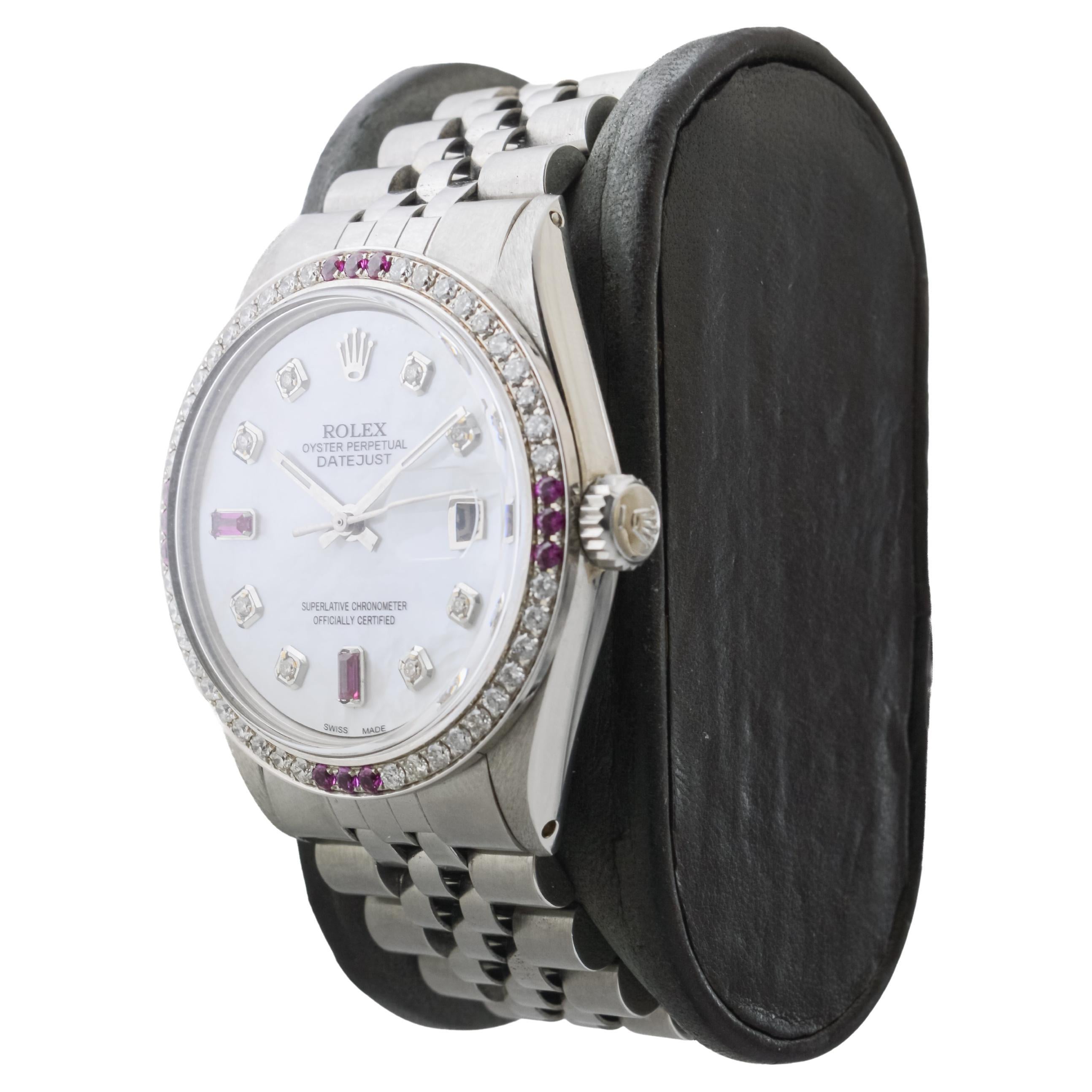 Rolex Stainless Steel Datejust with Custom Dial and Bezel circa, 1970's For Sale 2