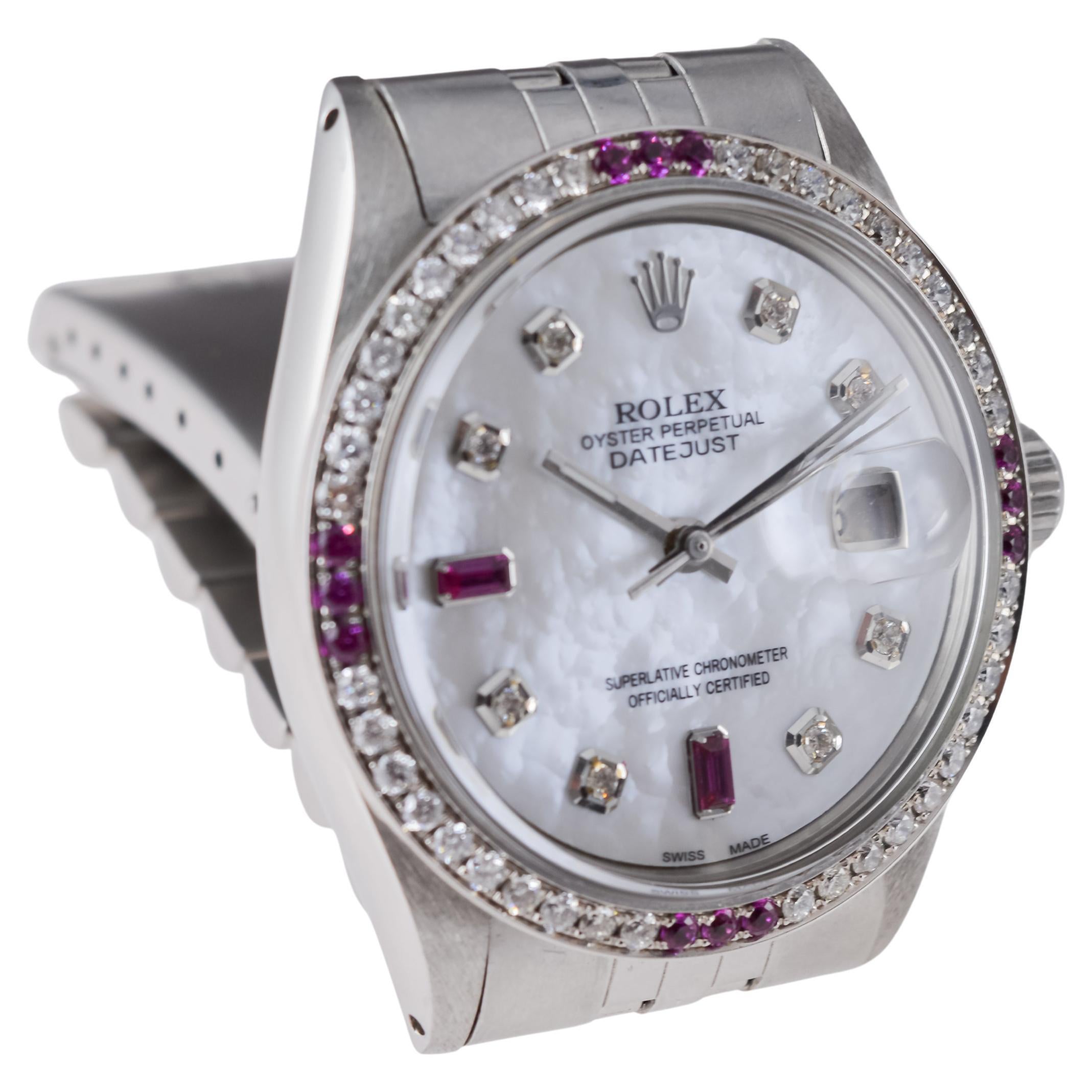 Rolex Stainless Steel Datejust with Custom Dial and Bezel circa, 1970's For Sale 4