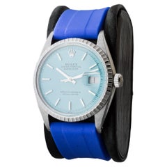 Rolex Stainless Steel Datejust with Custom Made Blue Dial circa, 1970's