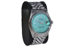 Rolex Stainless Steel Datejust with Custom Made Blue Dial circa 1970's