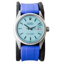 Rolex Stainless Steel Datejust with Custom Made Blue Dial circa, 1970's