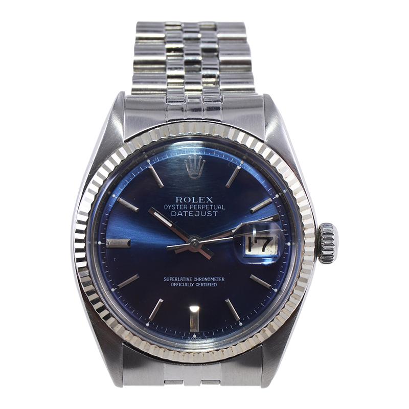 Women's or Men's Rolex Stainless Steel Datejust with Custom Made Diamond Bezel from Early, 1970s