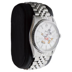 Rolex Edelstahl Datejust mit CUSTOM MADE "Mickey" Zifferblatt zirka 1960er Jahre