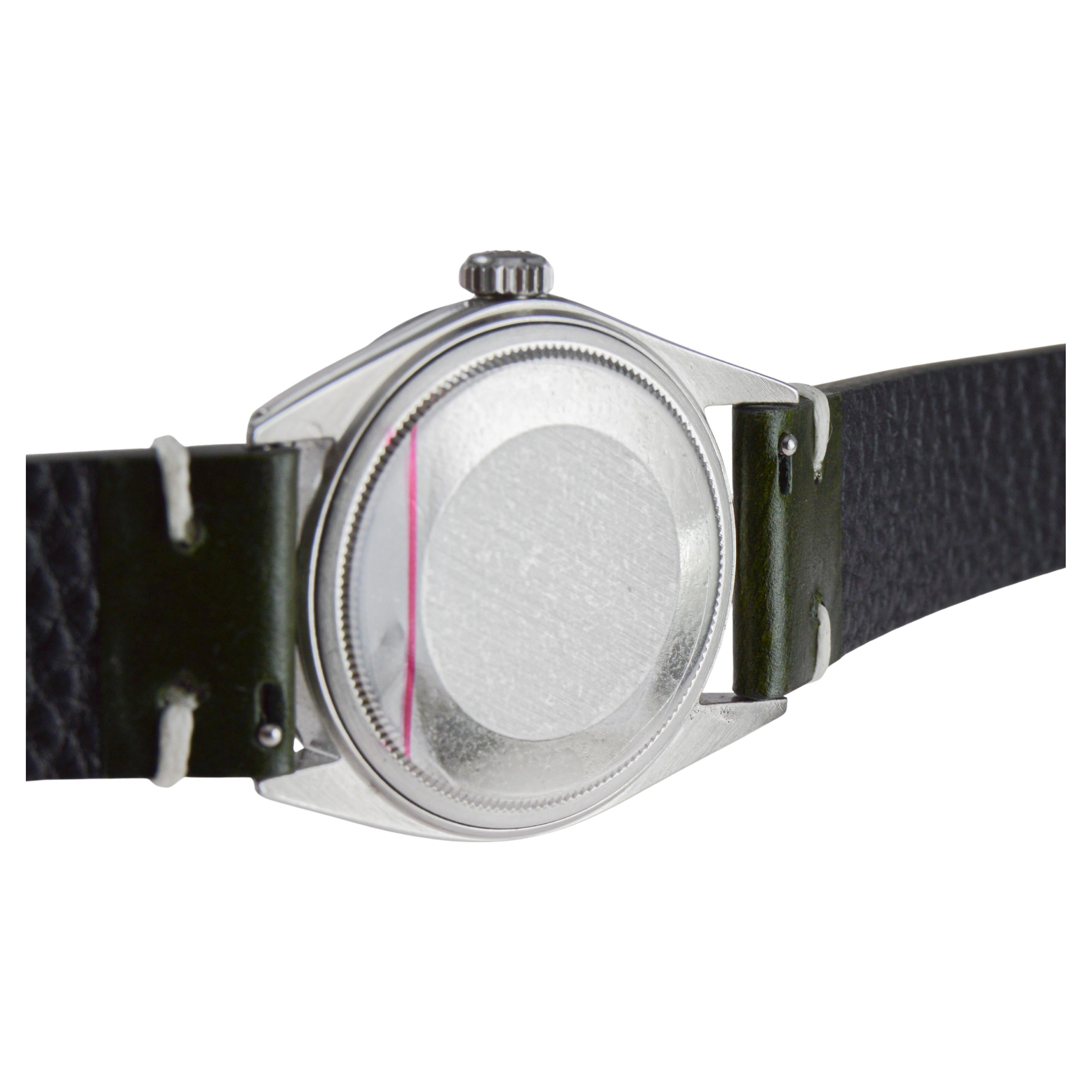 Rolex Datejust in acciaio inossidabile con quadrante verde salvia personalizzato, circa anni '70 in vendita 8