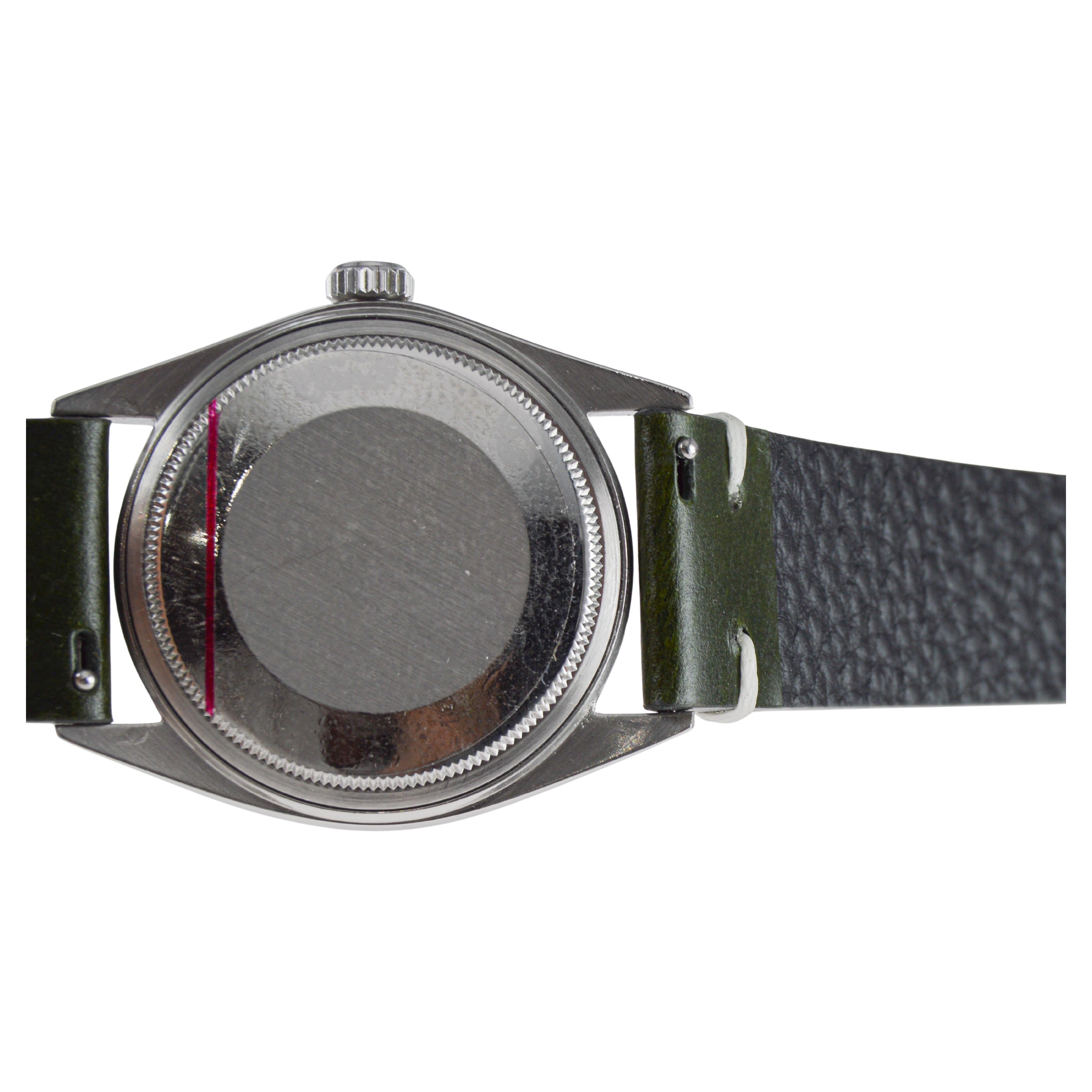 Rolex Datejust in acciaio inossidabile con quadrante verde salvia personalizzato, circa anni '70 in vendita 9