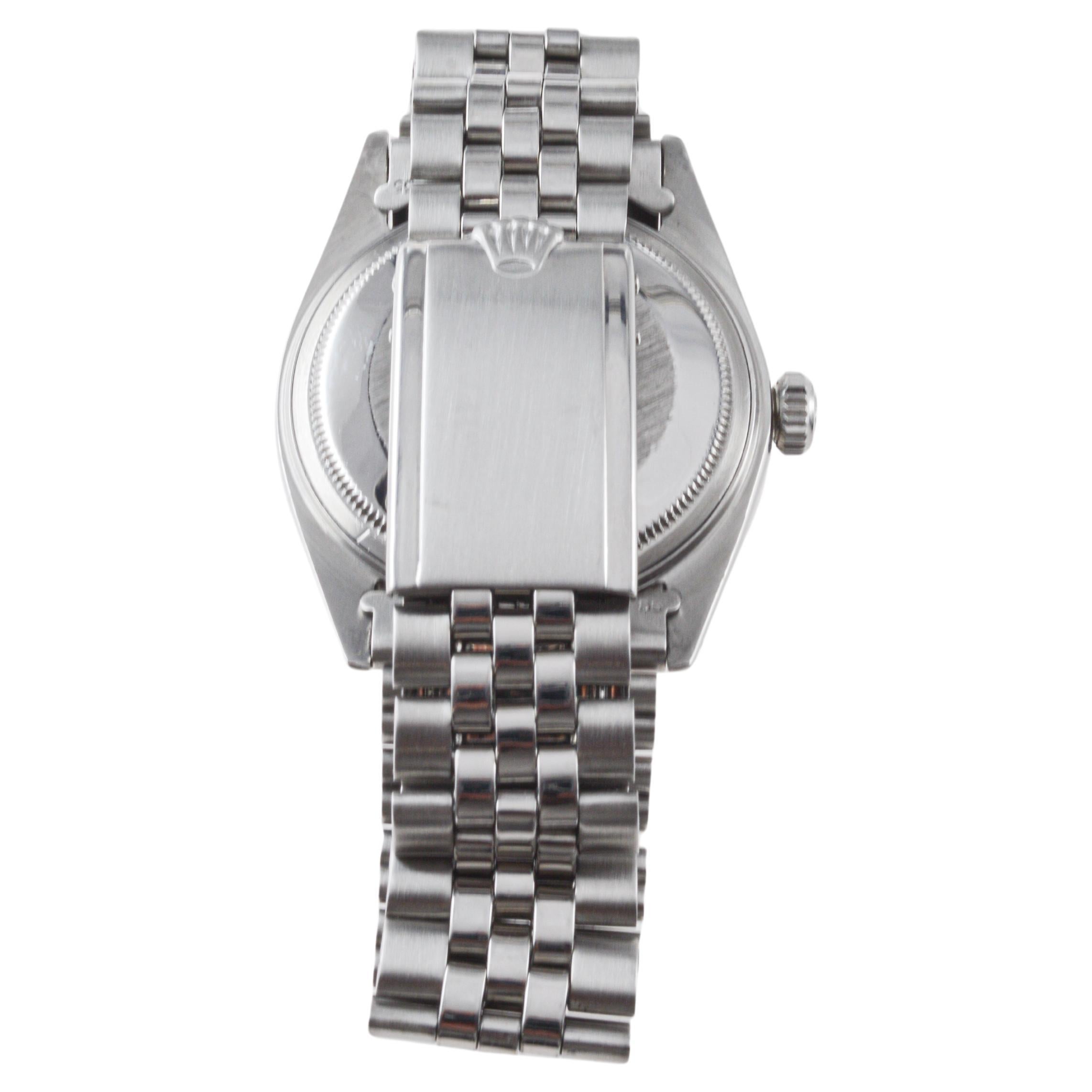 Rolex Stainless Steel Datejust with Custom Mother of Pearl Dial circa, 1960's For Sale 4