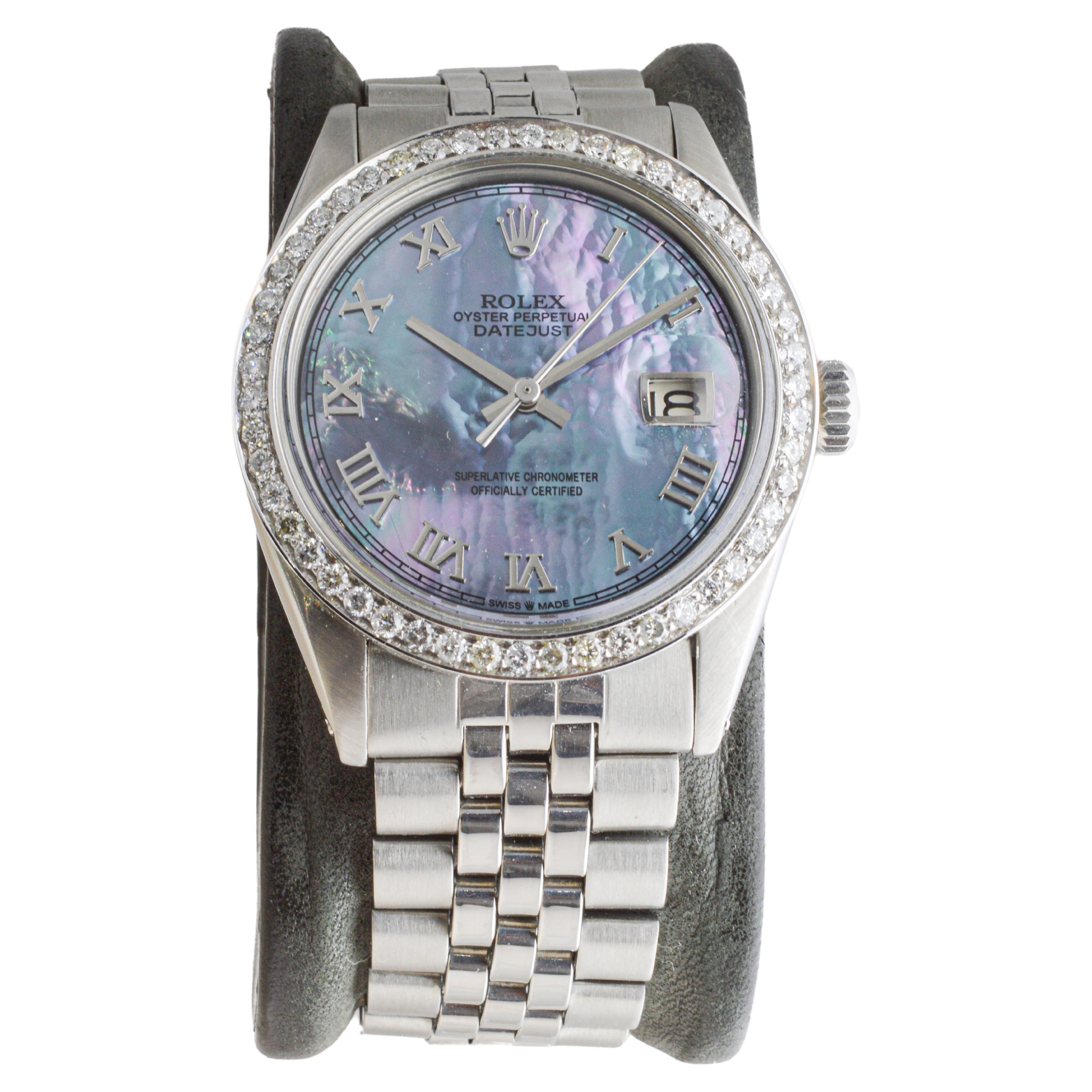 Rolex Stainless Steel Datejust with Custom Mother of Pearl Dial circa, 1960's