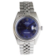 Rolex Stainless Steel Datejust with Custom Navy Blue Dial 1960's