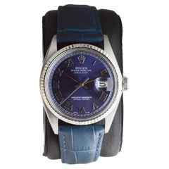 Rolex Stainless Steel Datejust with Custom Navy Blue Dial circa 1960's