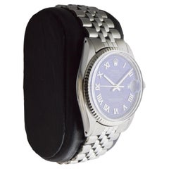 Rolex Stainless Steel Datejust with Custom Navy Blue Dial