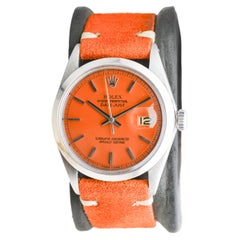 Rolex Stainless Steel Datejust with Custom Orange Dial circa 1960's
