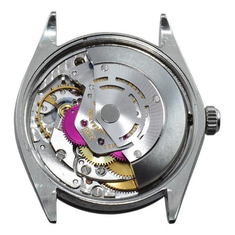 Rolex Stainless Steel Datejust with Custom Pink Dial with Diamond Markers 1970's For Sale 8