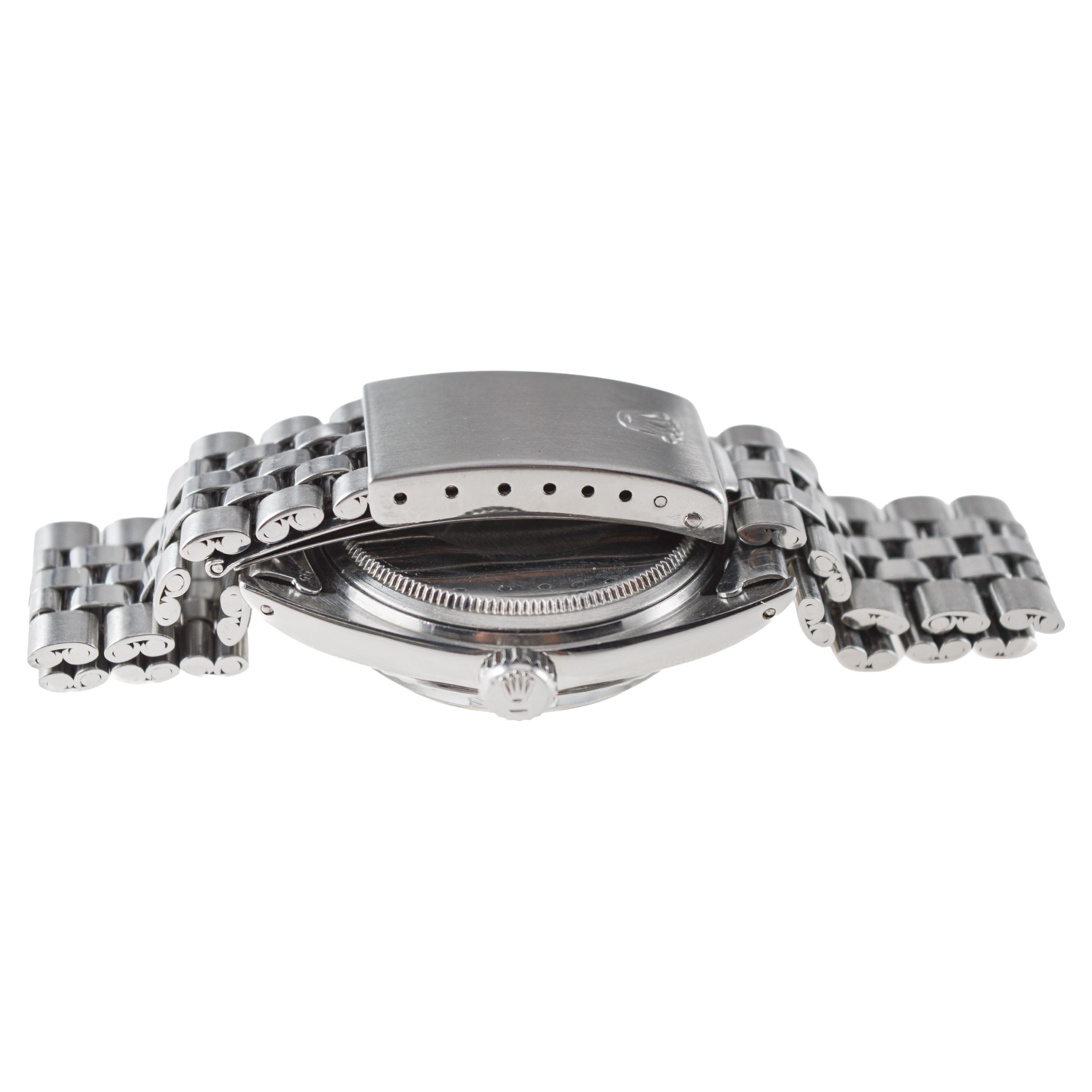 Rolex Stainless Steel Datejust with Custom Sage Green Dial 1960s For Sale 4