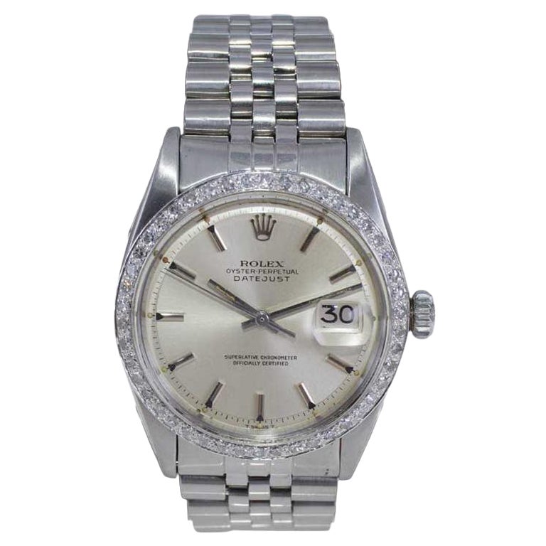 Rolex Datejust in acciaio inossidabile con lunetta di diamanti, quadrante e bracciale originali