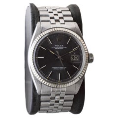 Rolex Stainless Steel Datejust with Factory Original Charcoal Dial circa, 1970's