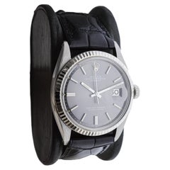 Rolex Stainless Steel Datejust with Factory Original Charcoal Dial circa, 1970's
