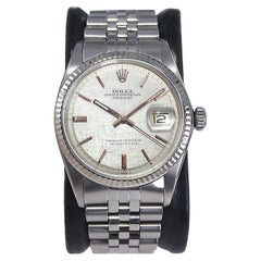 Used Rolex Stainless Steel Datejust with Original and Rare Linen Dial, Late 1960's