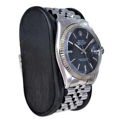 Rolex Stainless Steel Datejust with Original Black Dial from the Early 1970's