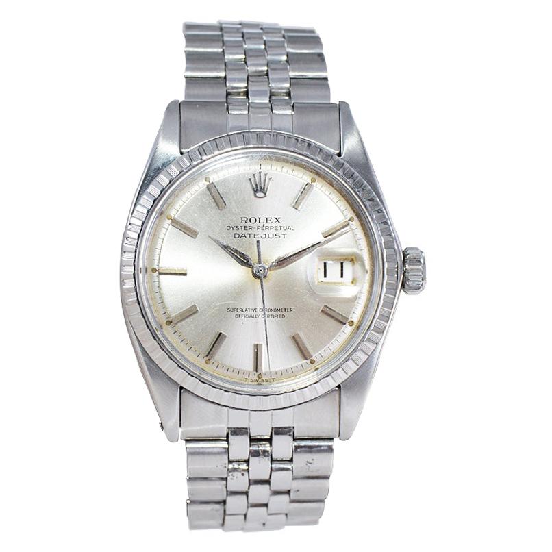 Rolex Stainless Steel Datejust with Original Dial and Dauphine Hands Mid 1960's