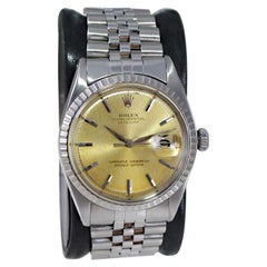 Rolex Stainless Steel Datejust with Original Machined Bezel from Mid 1960's