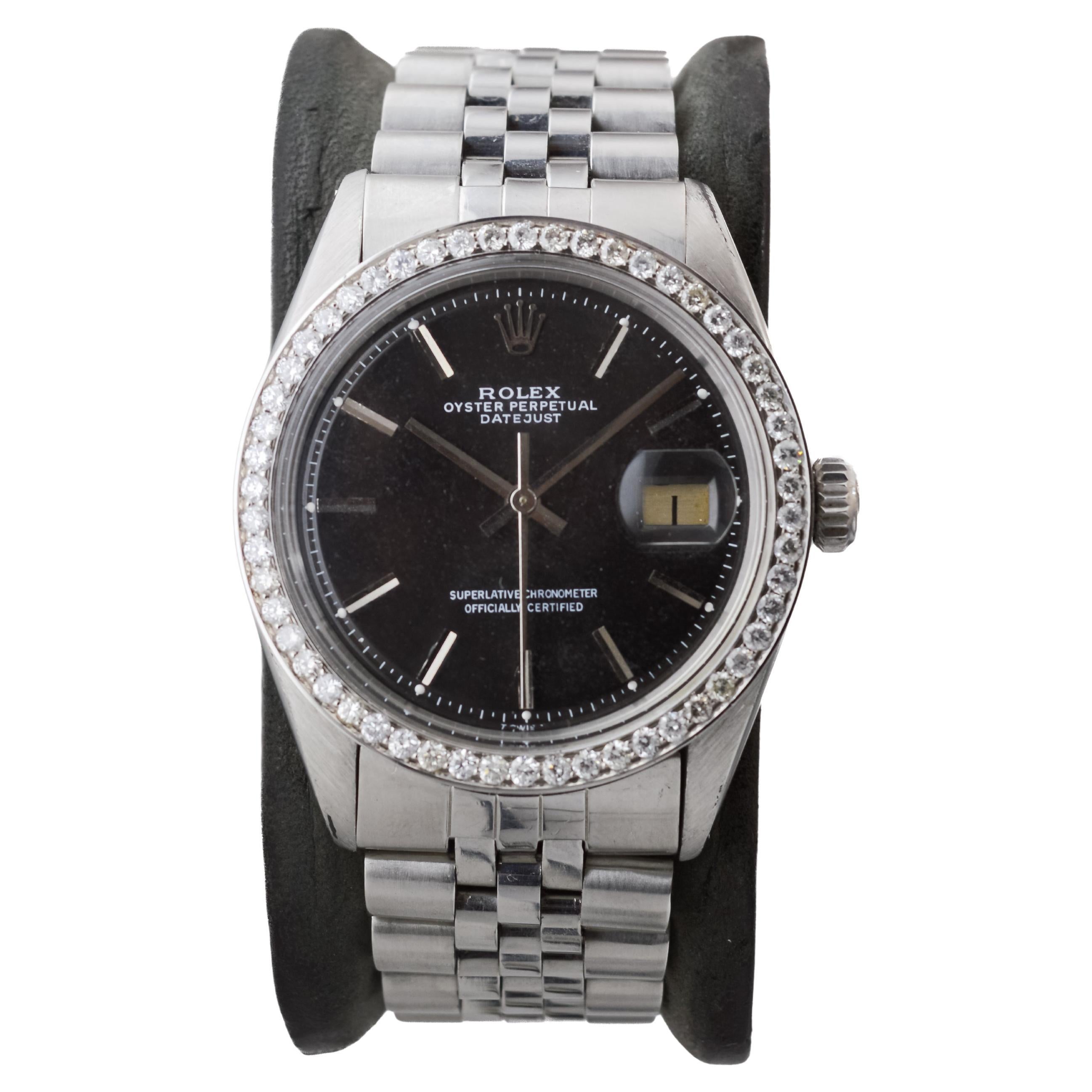 Rolex Edelstahl Datejust mit seltenem schwarzem Zifferblatt ca. 1960er Jahre