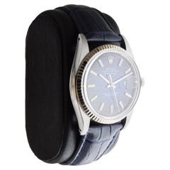 Rolex Stainless Steel Datejust With Rare Blue Vignette Dial circa 1970's