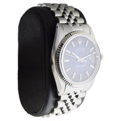 Rolex Stainless Steel Datejust With Rare Blue Vignette Dial circa 1970's