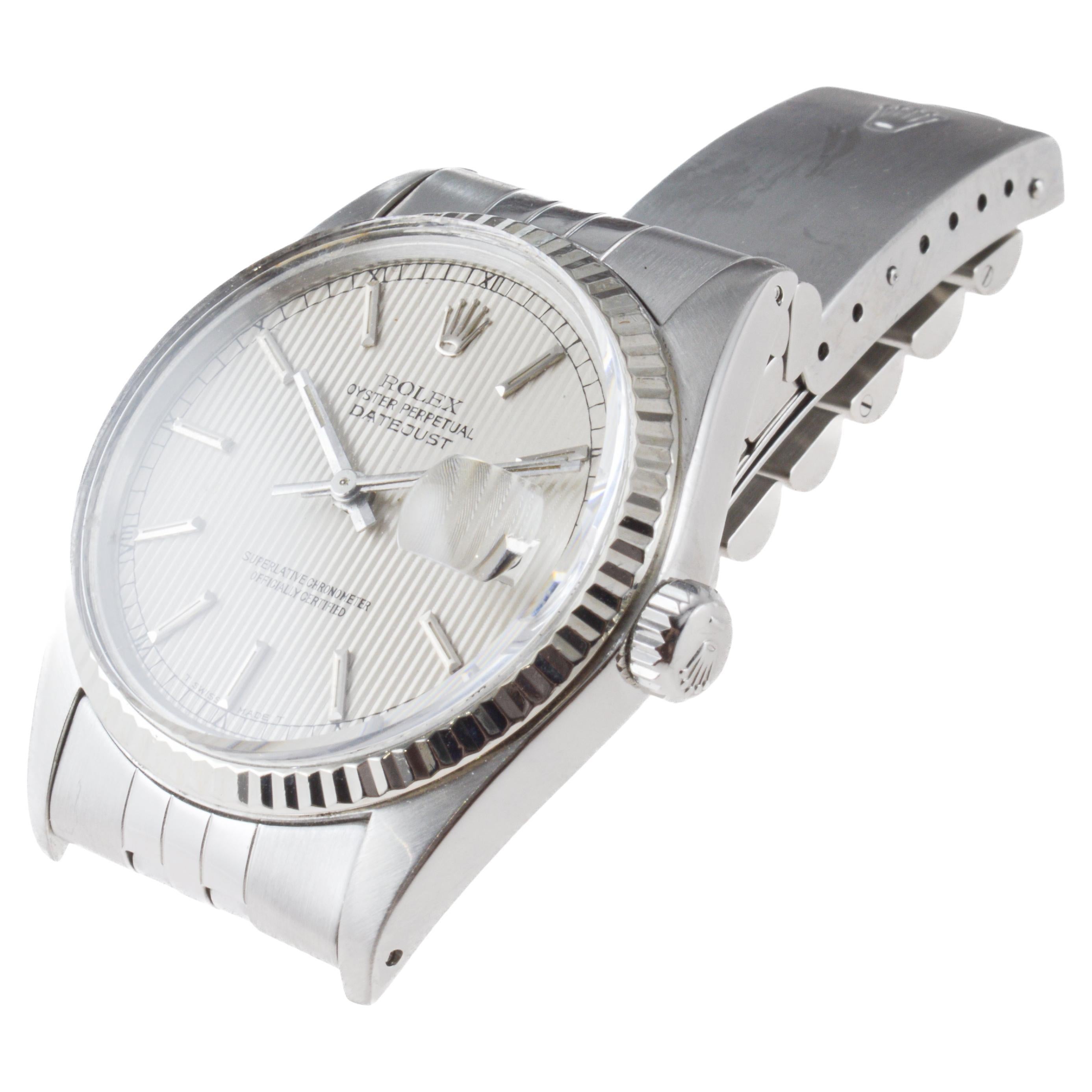 Rolex Stainless Steel Datejust with Rare Tapestry Dial circa 1970's 5