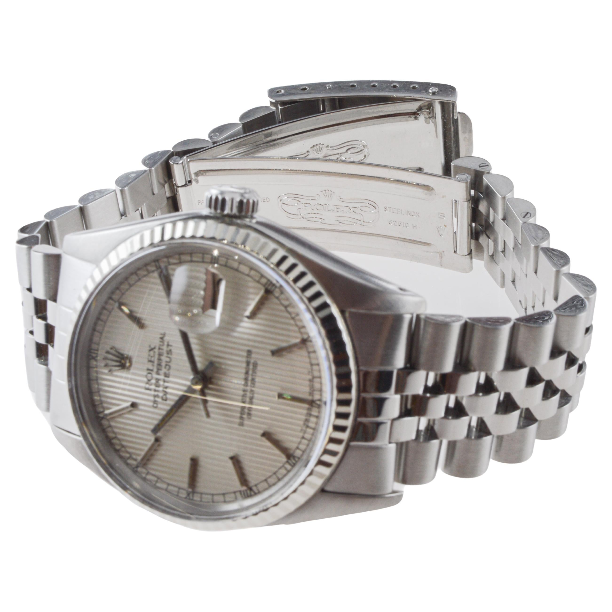Rolex Stainless Steel Datejust with Rare Tapestry Dial circa 1970's 6