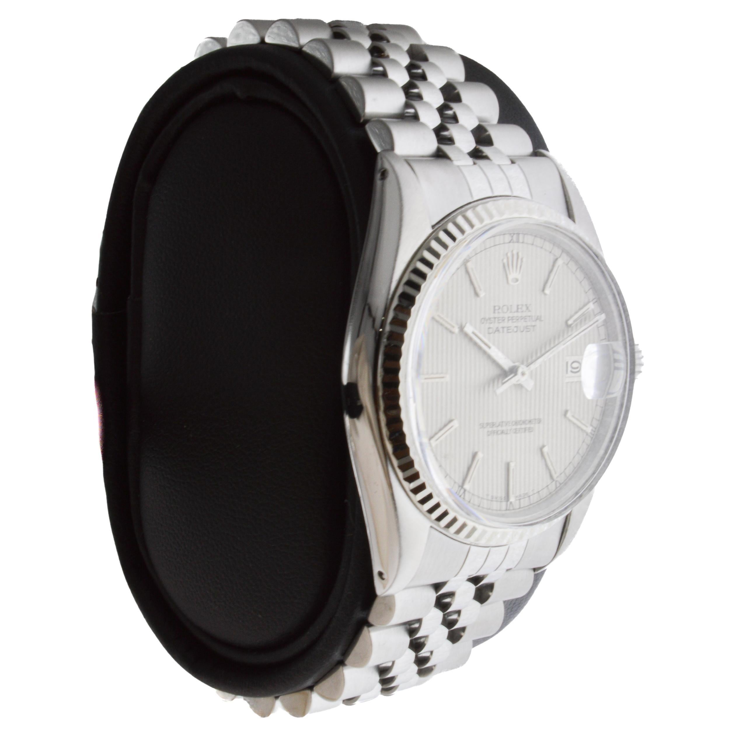 Modern Rolex Stainless Steel Datejust with Rare Tapestry Dial circa 1970's