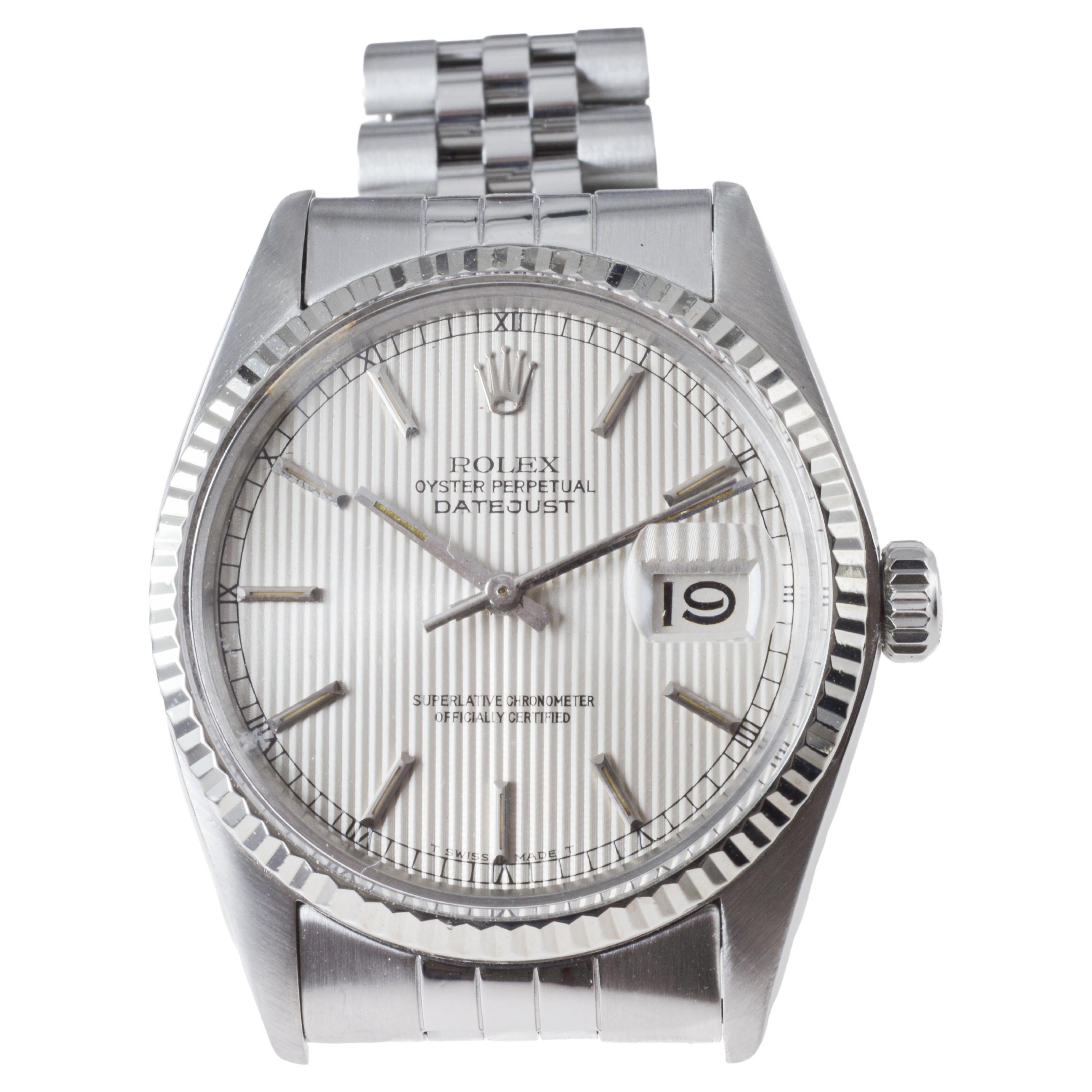 Rolex Stainless Steel Datejust with Rare Tapestry Dial circa 1970's 3